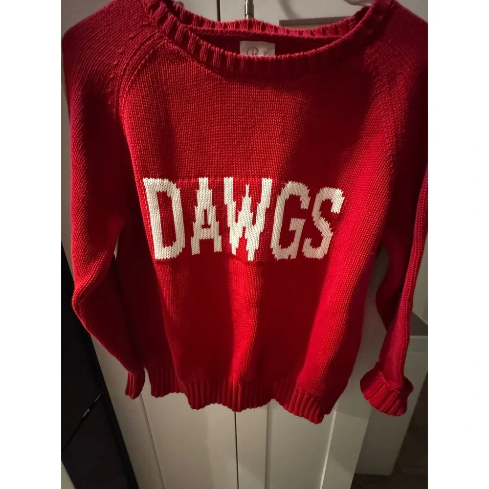 Pink Pineapple DAWGS Red Knit Sweater Women's Size S‎